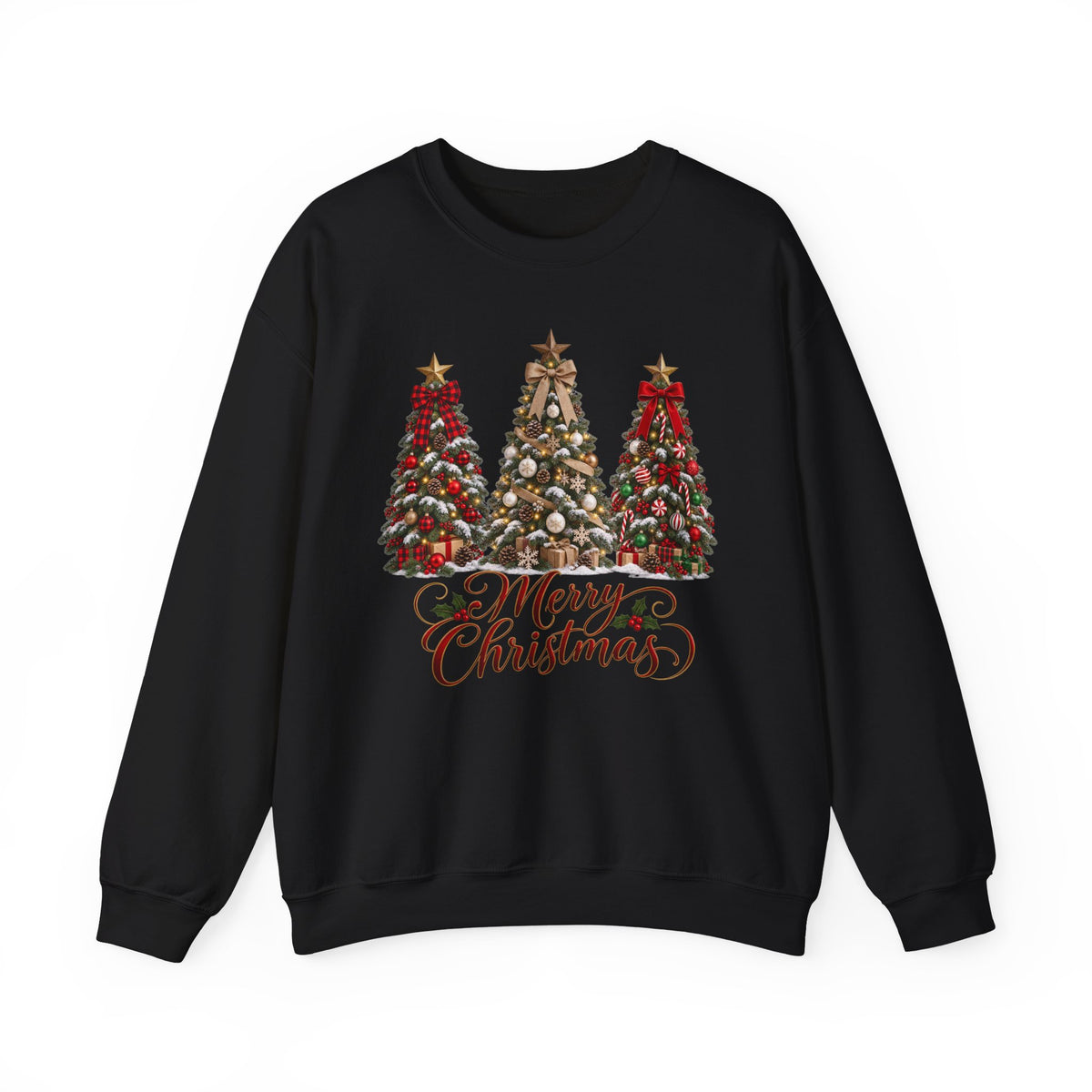 Merry Christmas Triple Tree Crewneck Sweatshirt