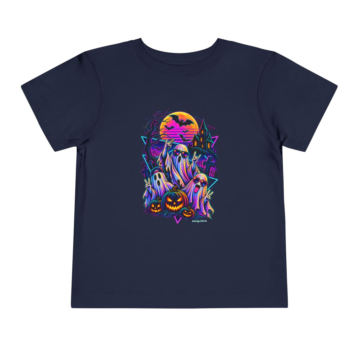 Toddler Tee — Neon Retro Ghosts Halloween Design