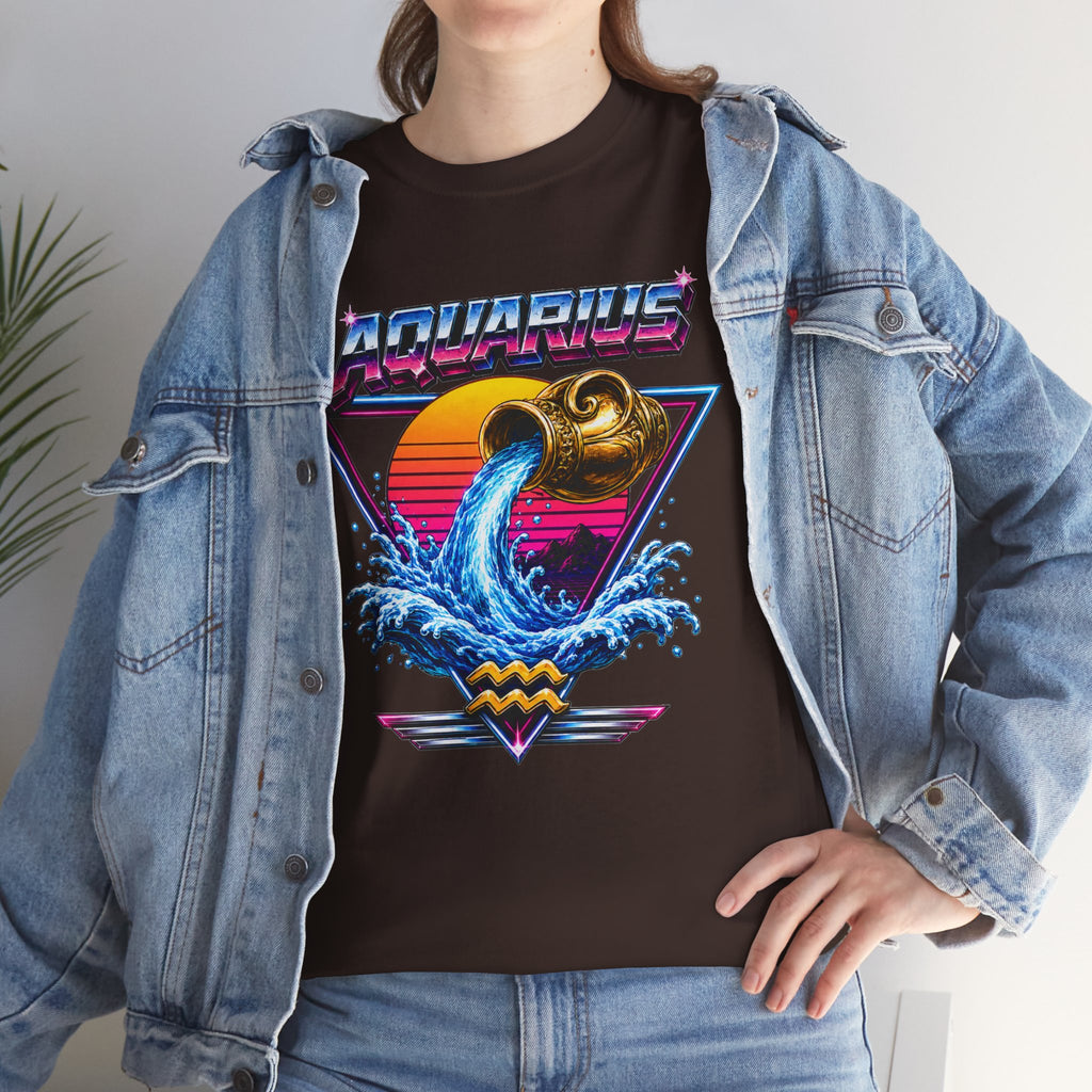 Aquarius Zodiac Tee — Retro Wave Astrological T-Shirt