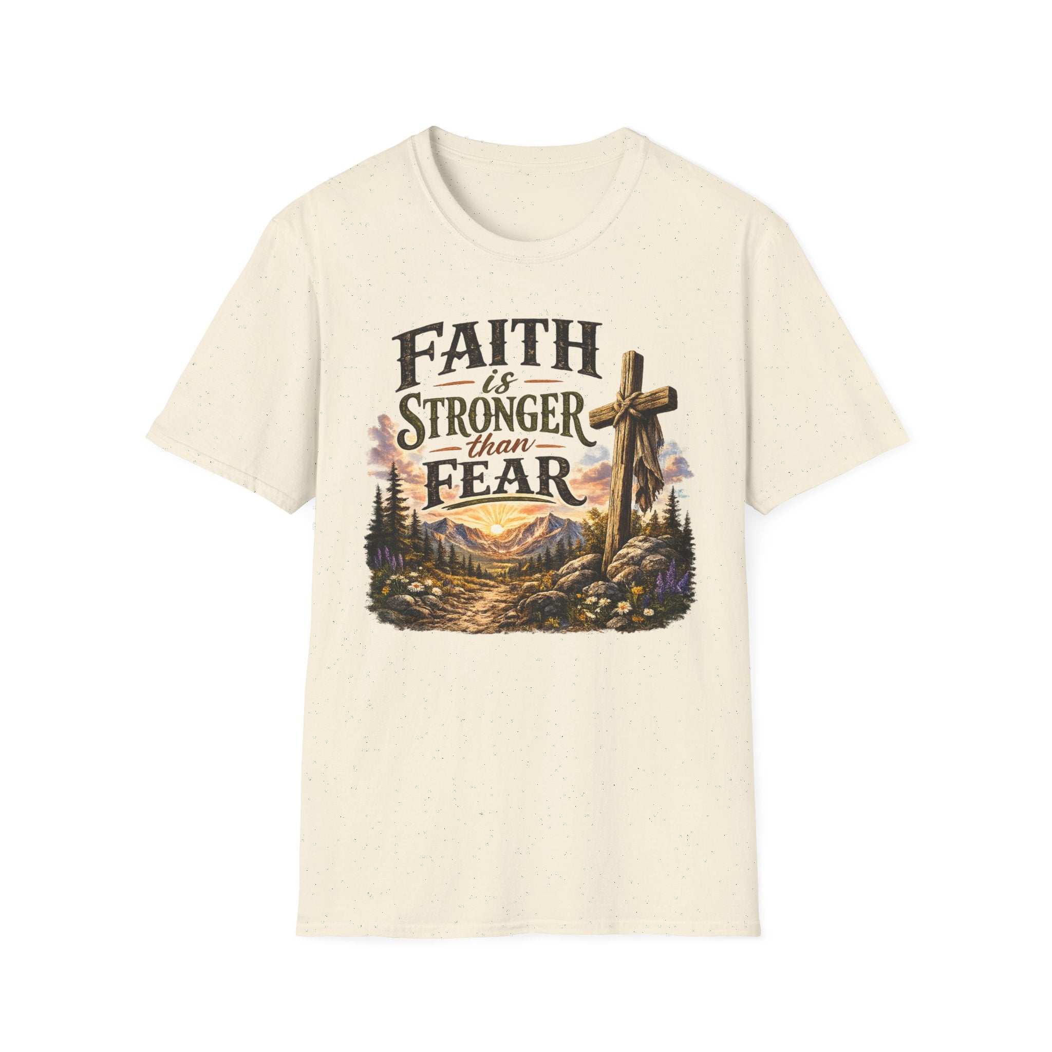 Faith Is Stronger Than Fear T-Shirt — Christian Cross Inspirational Tee