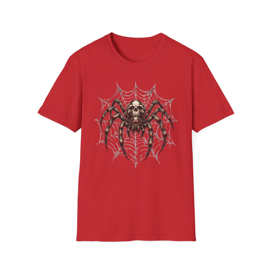 Skull Spider Web Graphic T-Shirt — Gothic Horror Halloween Tee