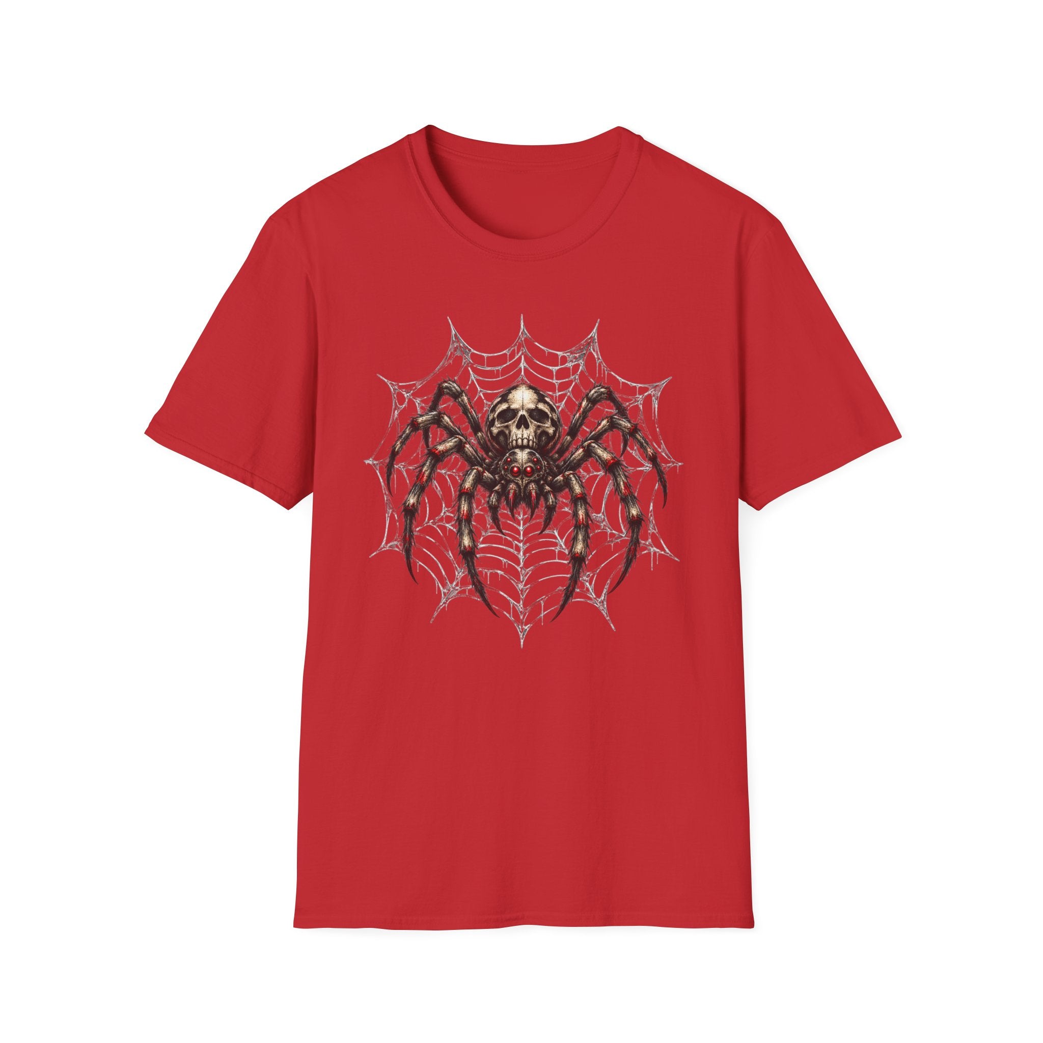 Skull Spider Web Graphic T-Shirt — Gothic Horror Halloween Tee