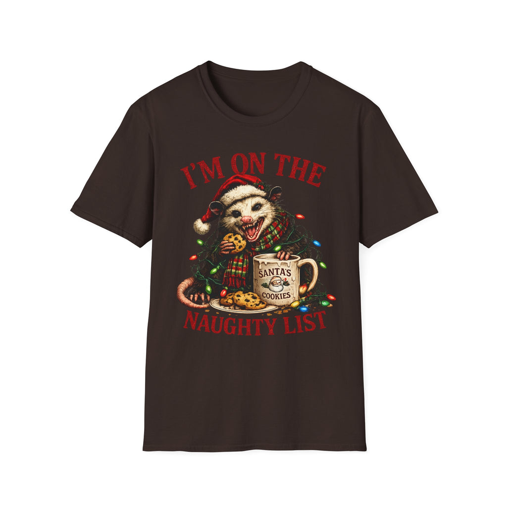 I'm On The Naughty List Possum T-Shirt — Funny Holiday Christmas Tee