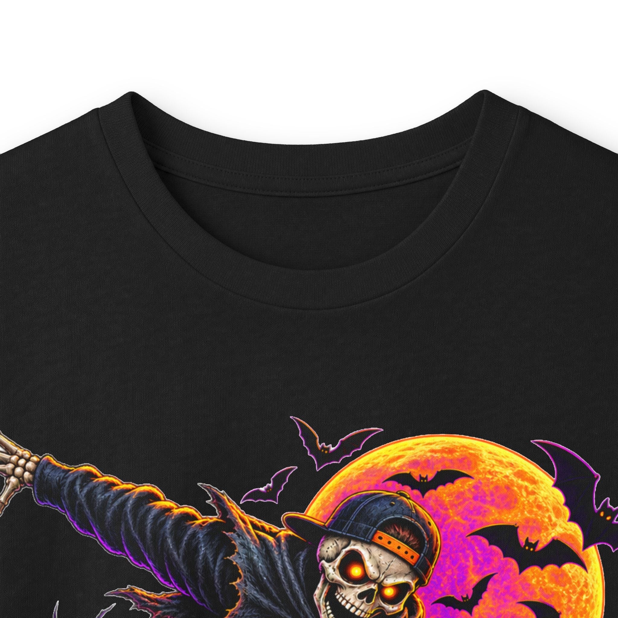 Halloween Skeleton Skateboarder Graphic Long Sleeve Tee