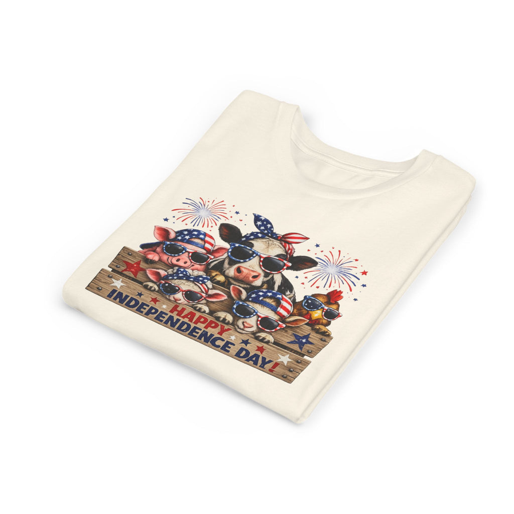 Youth Tee - Happy Independence Day Cow Patriotic Graphic