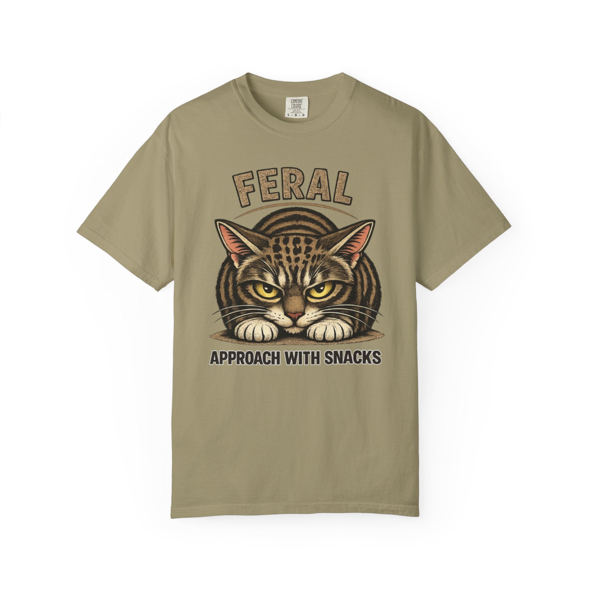 T-Shirt — "Feral: Approach With Snacks" Cat Graphic Tee