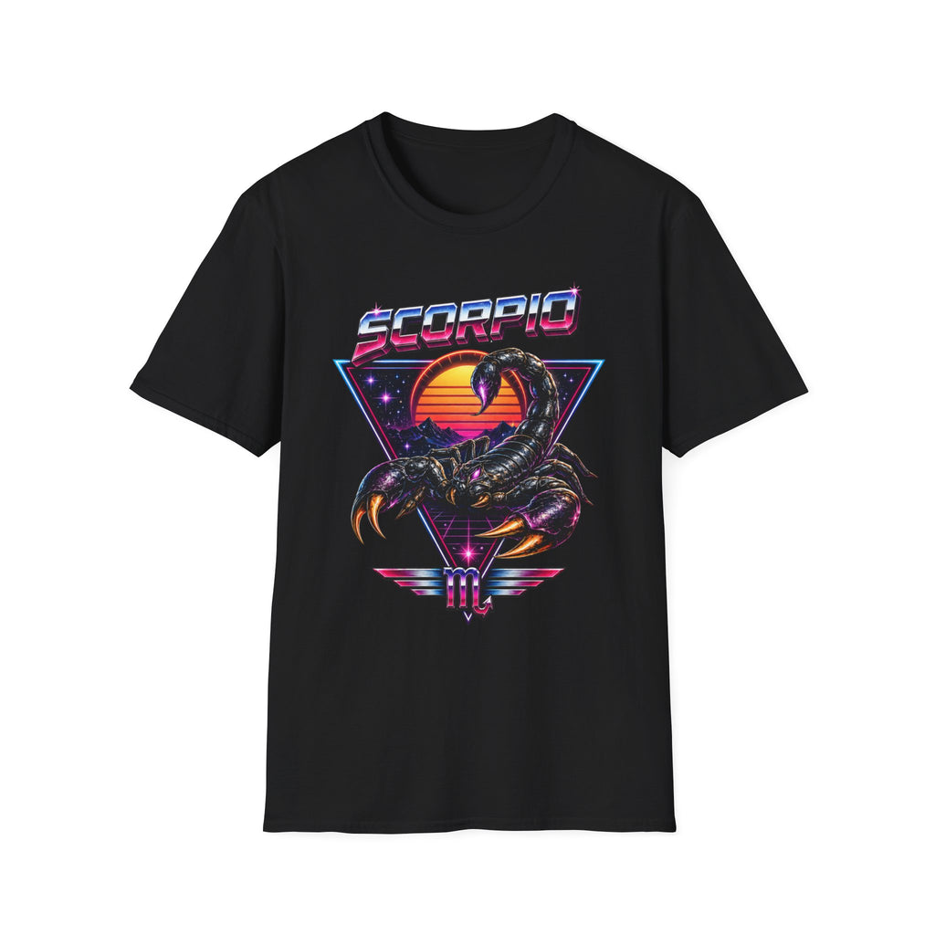 Scorpio Retro Sunset T‑Shirt — 80s Neon Scorpion Zodiac Tee