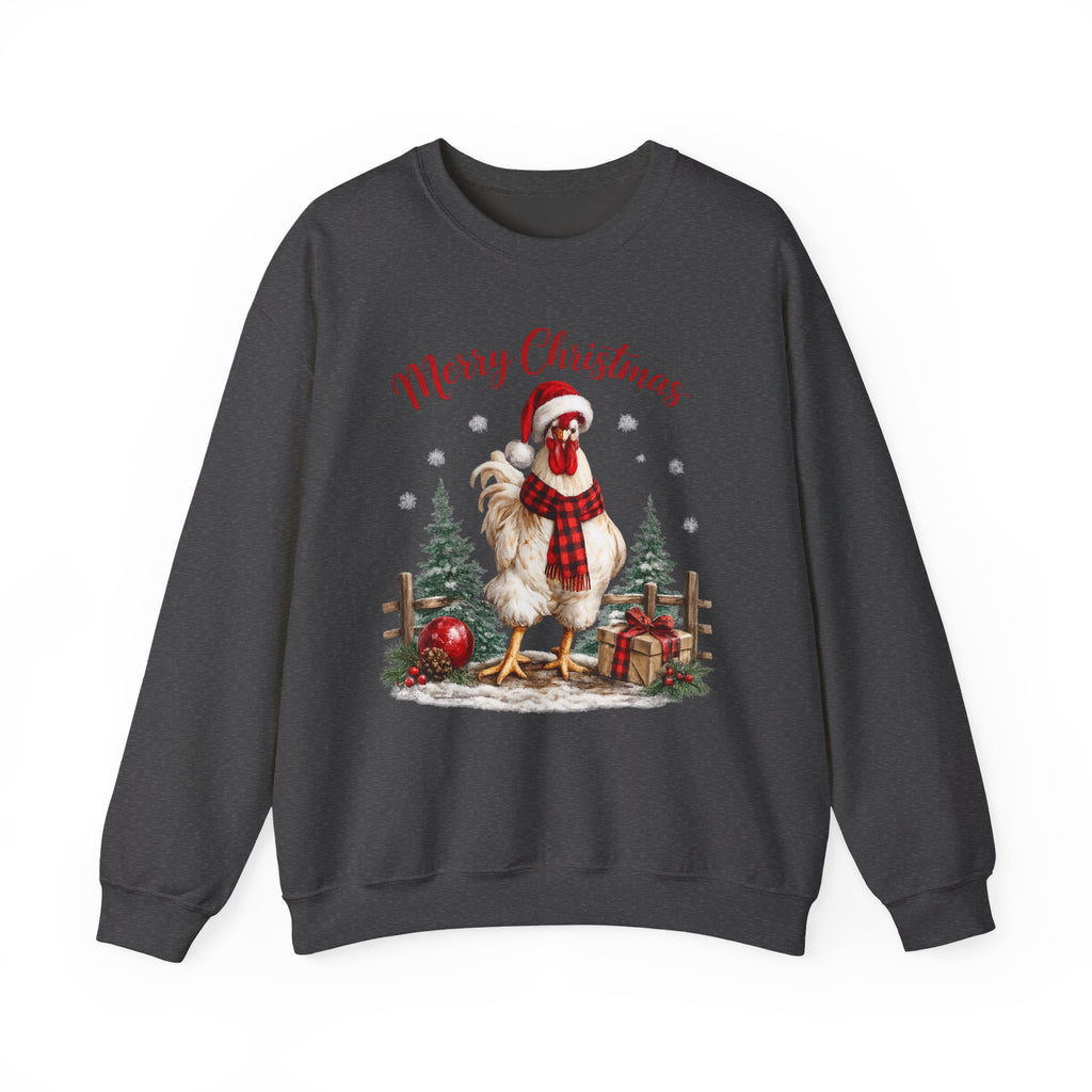 Christmas Rooster Sweatshirt - 'Merry Christmas' Festive Holiday Crewneck