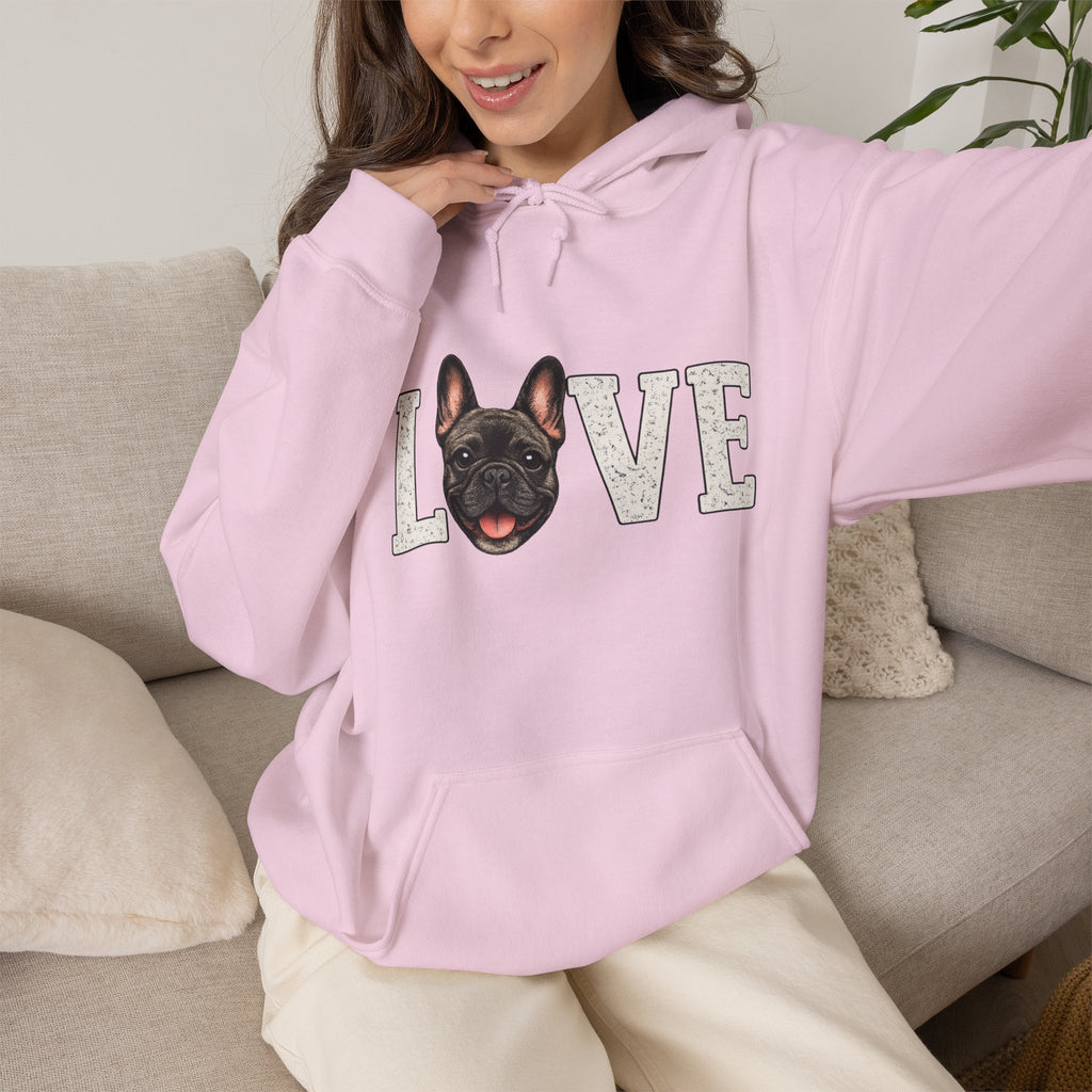French Bulldog LOVE Hoodie — Cute Dog Lover Pullover for Pet Owners