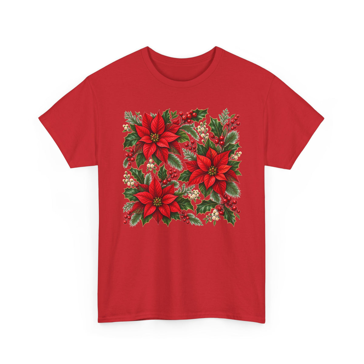 Poinsettia Square Floral Christmas Tee