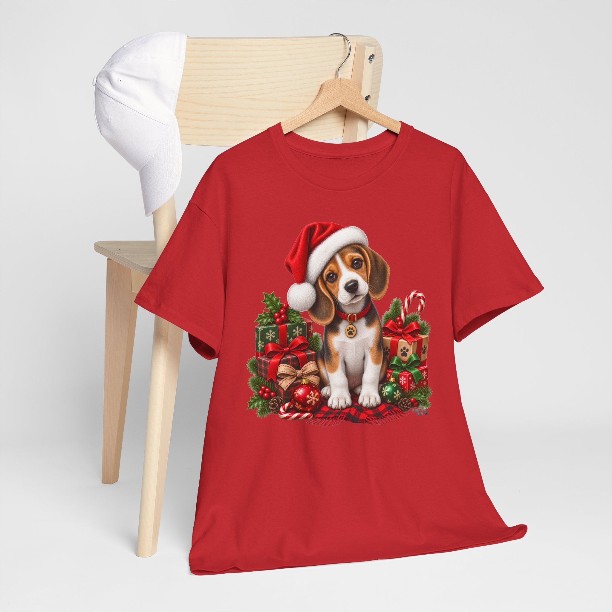 Christmas Beagle Puppy T-Shirt – Cute Santa Hat Holiday Tee