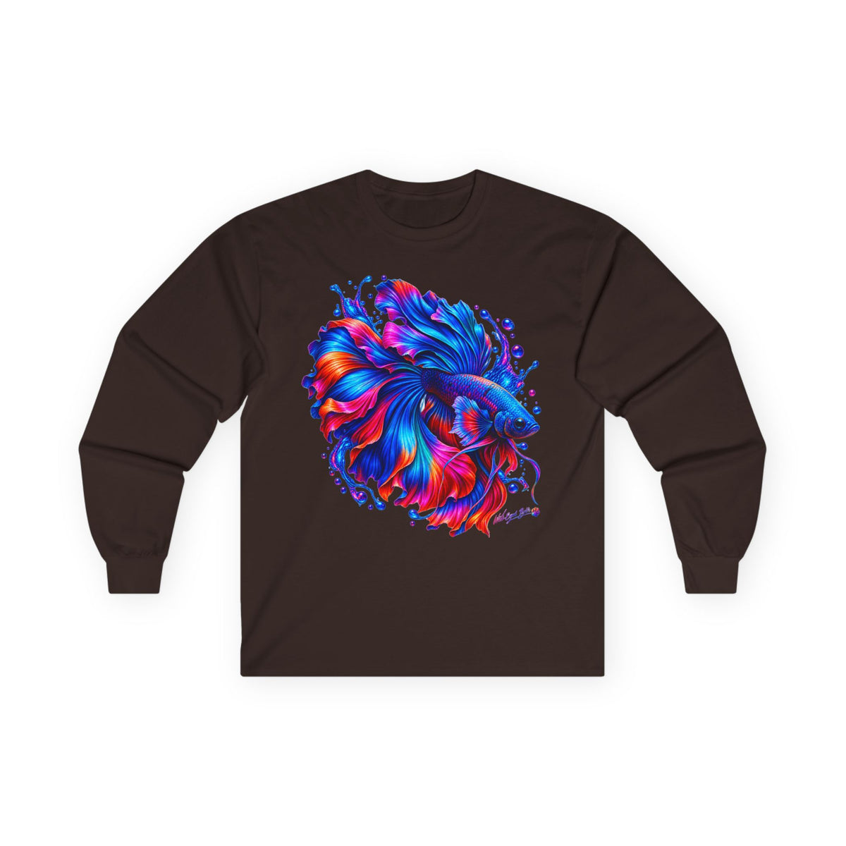 Colorful Betta Fish Long Sleeve Tee — Vibrant Aquatic Graphic Shirt