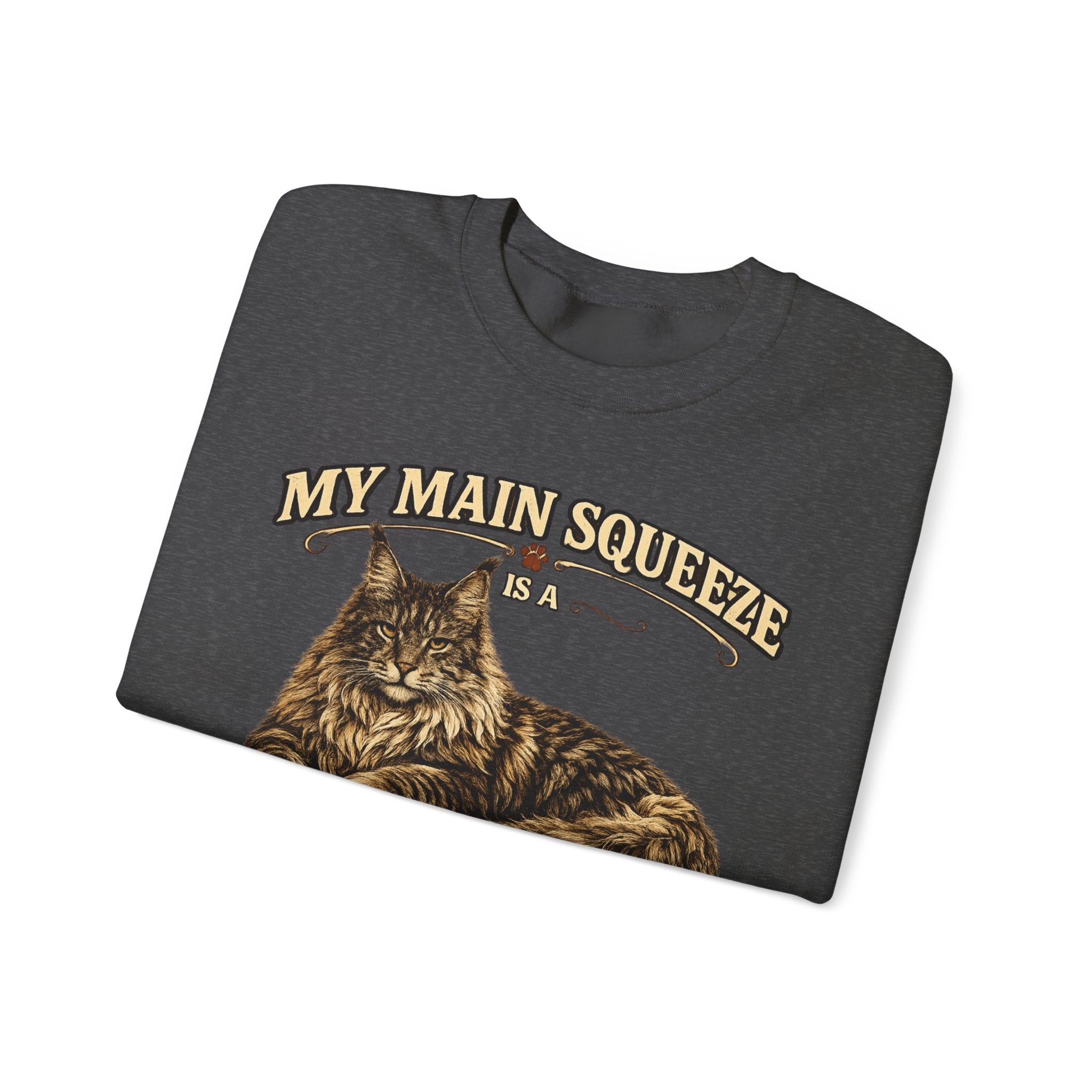 Maine Coon Sweatshirt - "My Main Squeeze" Cat Lover Crewneck