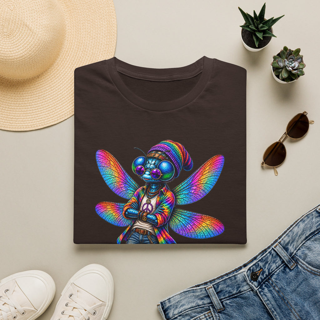 Psychedelic Dragonfly Graphic T-Shirt — Colorful Rasta-Inspired Bug Art Tee