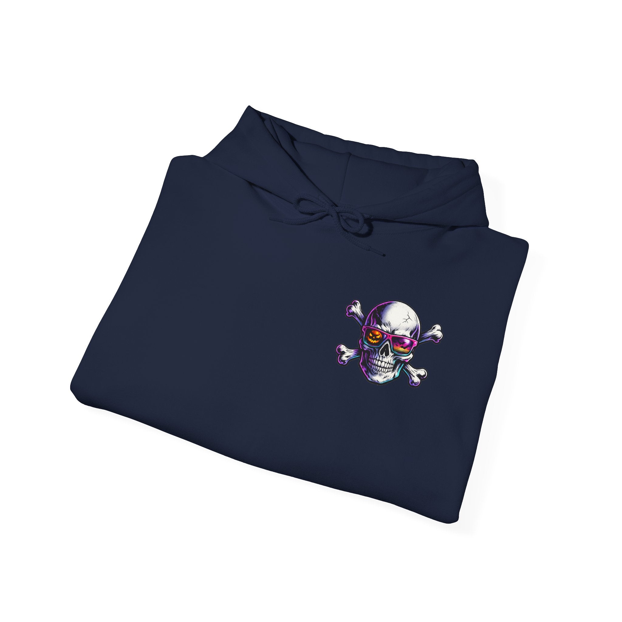 Skull & Crossbones Hoodie — Neon Sunglasses Pirate Skull Pullover