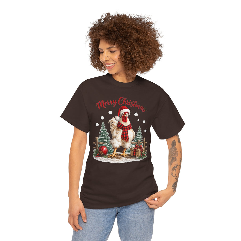 Christmas Rooster T‑Shirt – 'Merry Christmas' Festive Rooster Holiday Tee
