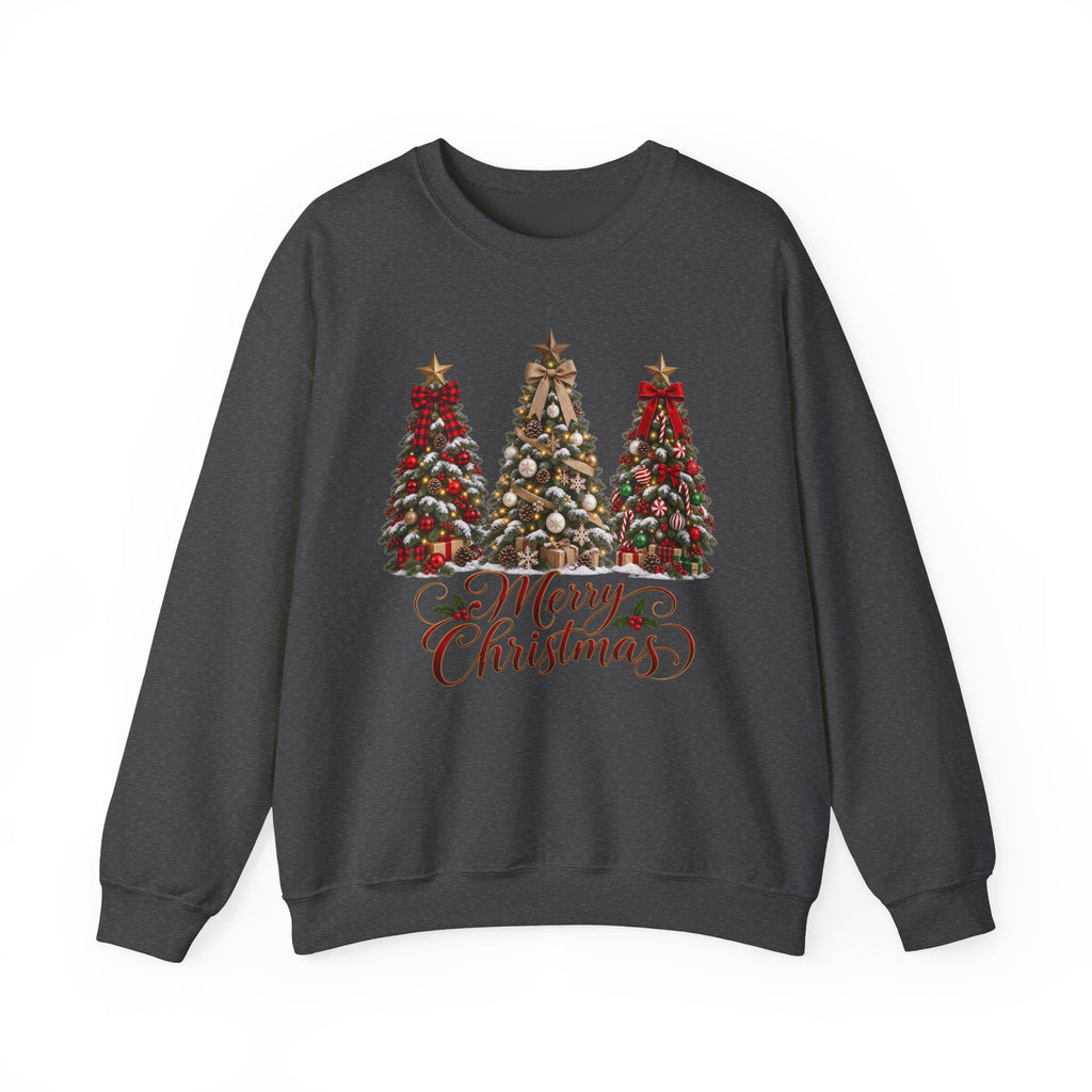 Merry Christmas Triple Tree Crewneck Sweatshirt