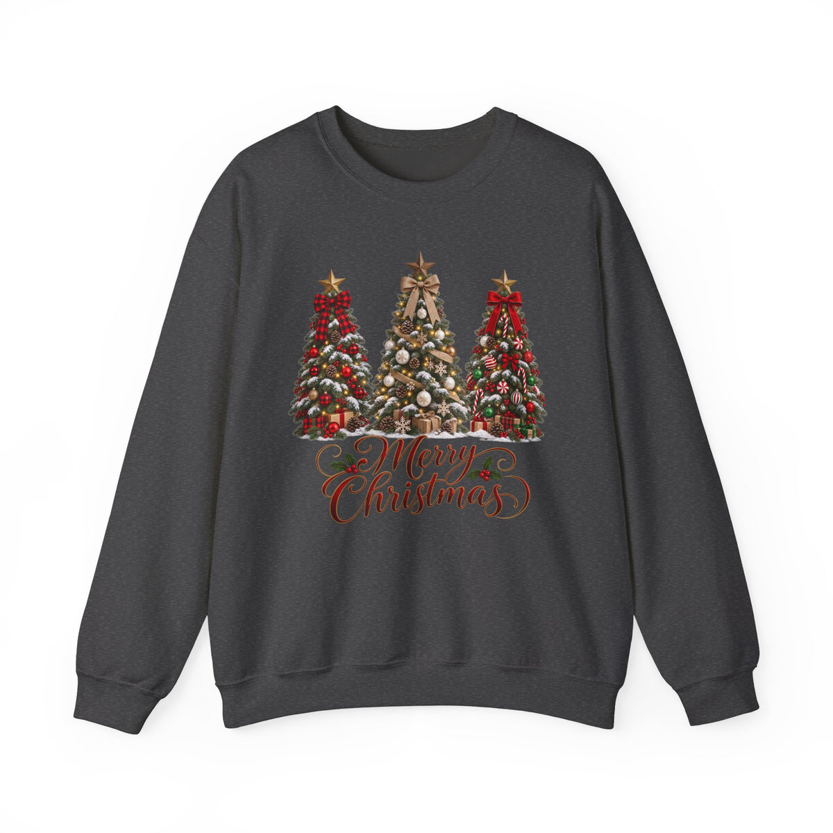 Merry Christmas Triple Tree Crewneck Sweatshirt