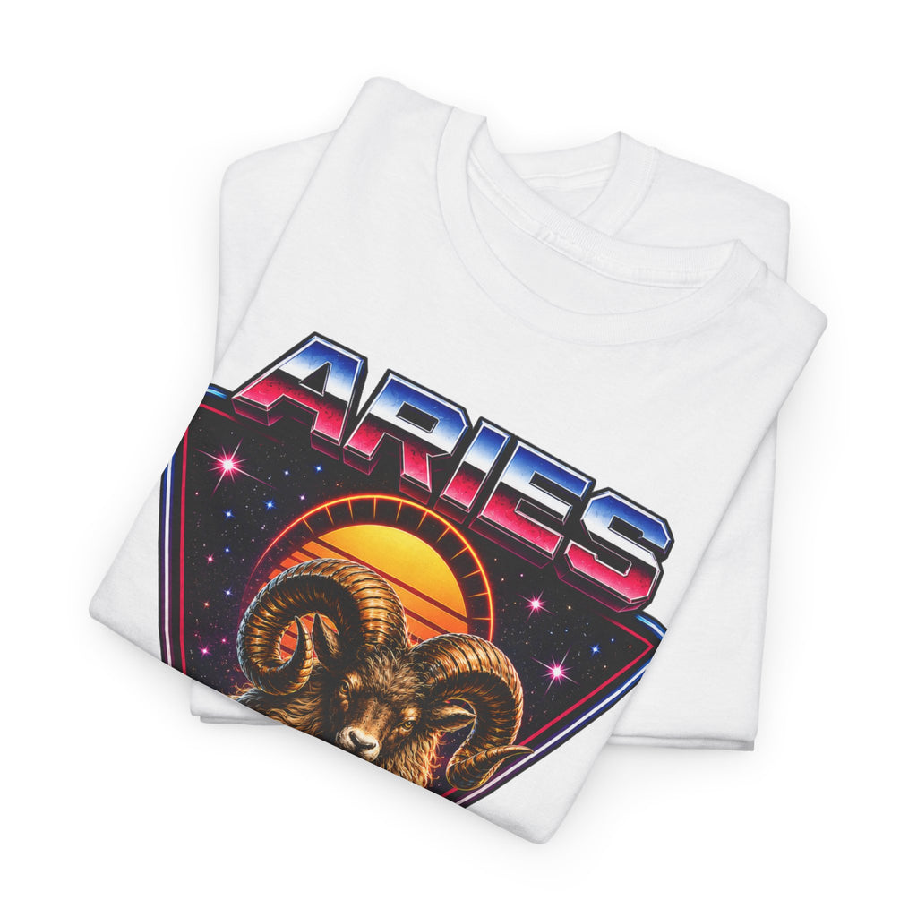 Aries Zodiac Tee — Retro 80s style Ram Astrology T-Shirt