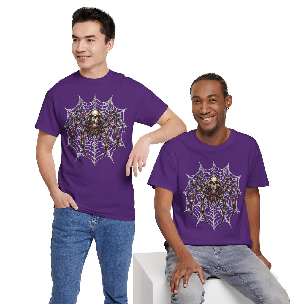 Spider Skull Web T‑Shirt — Gothic Halloween Graphic Tee