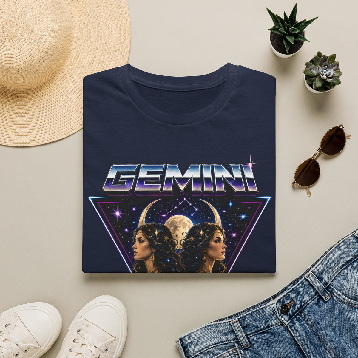 Gemini Zodiac T-Shirt — Retro Twin Constellation Graphic