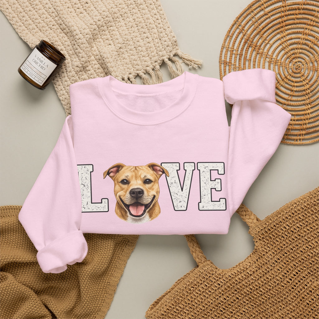 Sweatshirt — "LOVE" Dog Face Crewneck | Cute Pet Lover Pullover