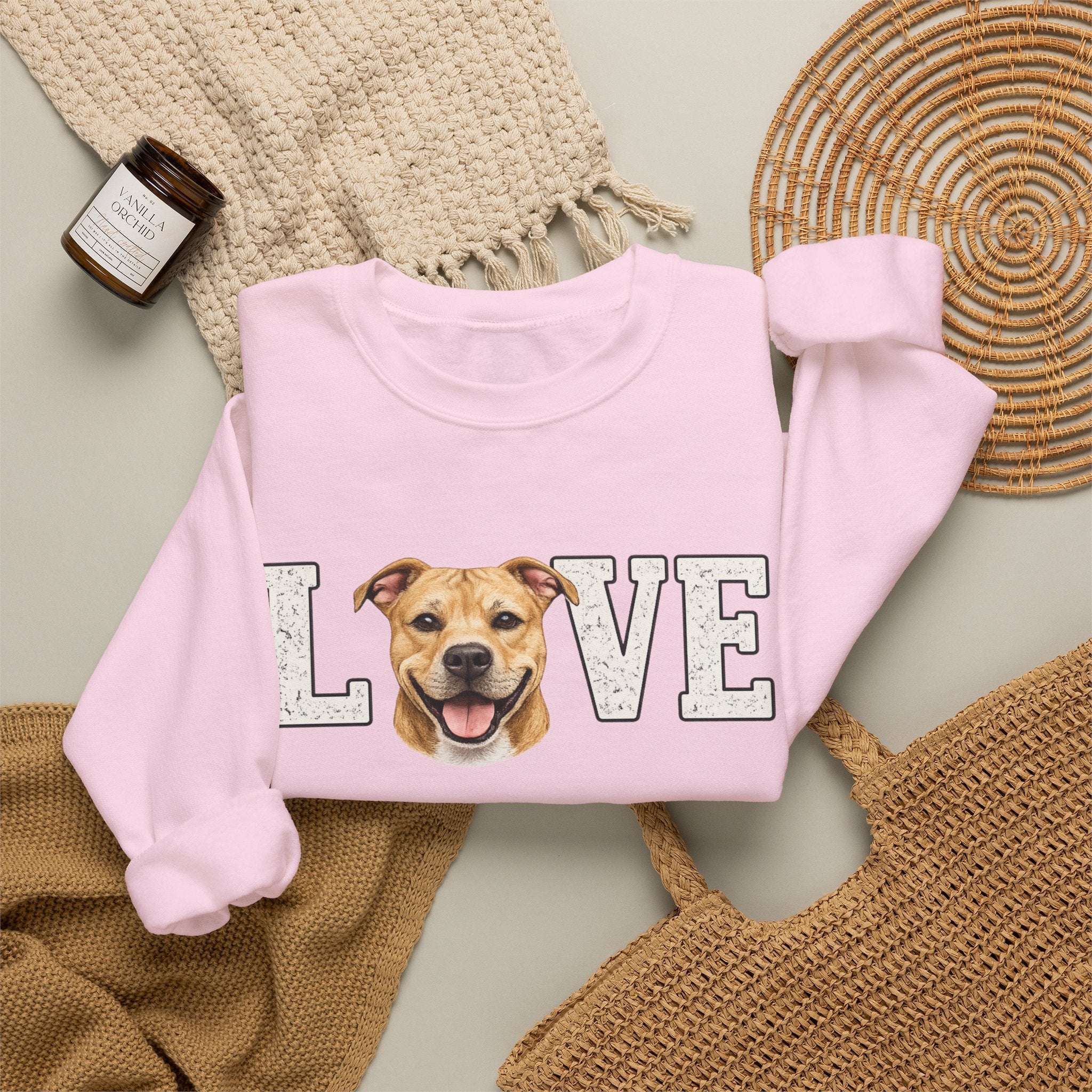 Sweatshirt — "LOVE" Dog Face Crewneck | Cute Pet Lover Pullover