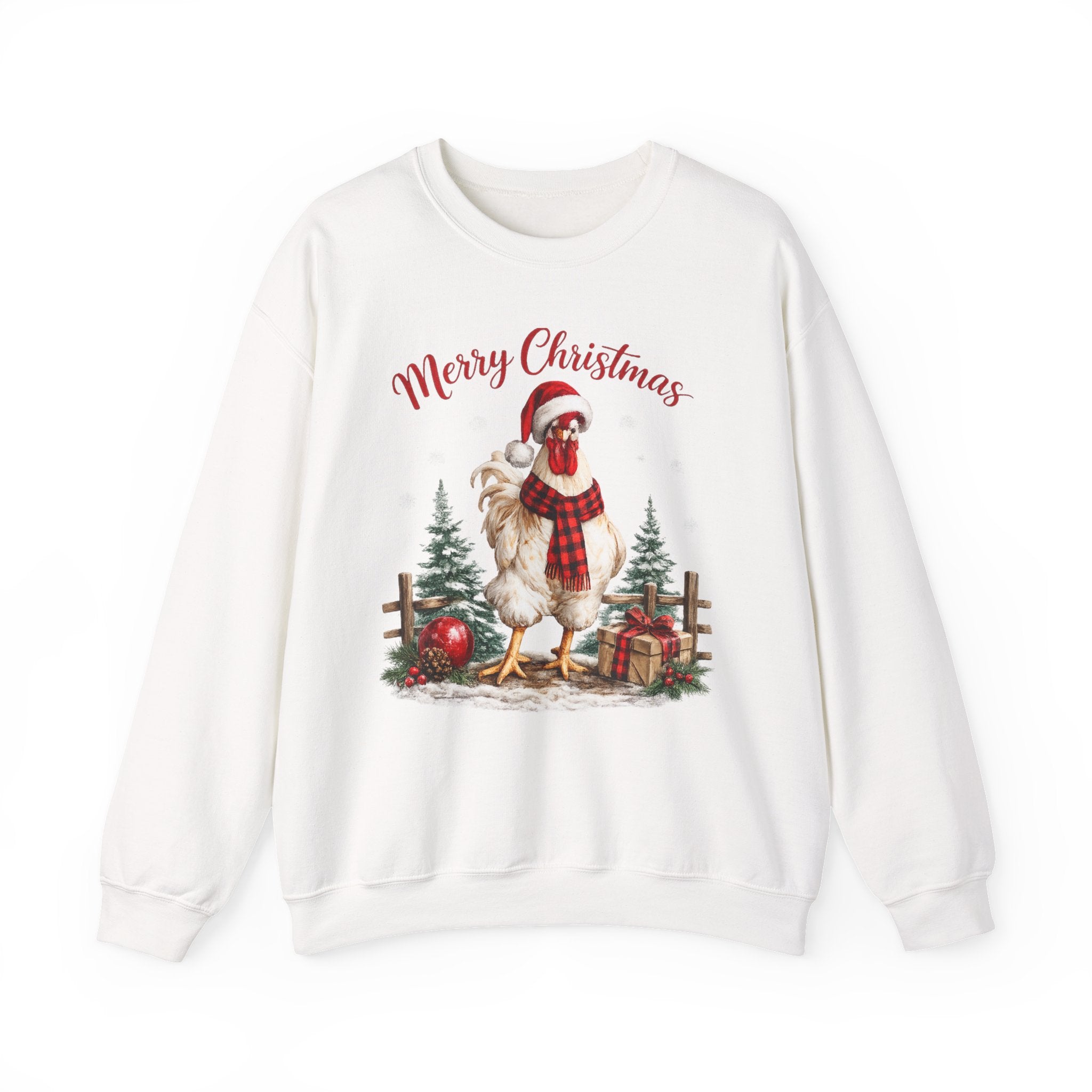 Christmas Rooster Sweatshirt - 'Merry Christmas' Festive Holiday Crewneck