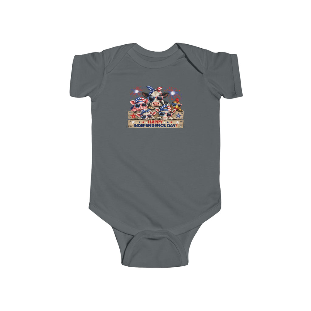 4th of July Baby Bodysuit - Patriotic Fireworks & USA Animal Friends Infant Onesie