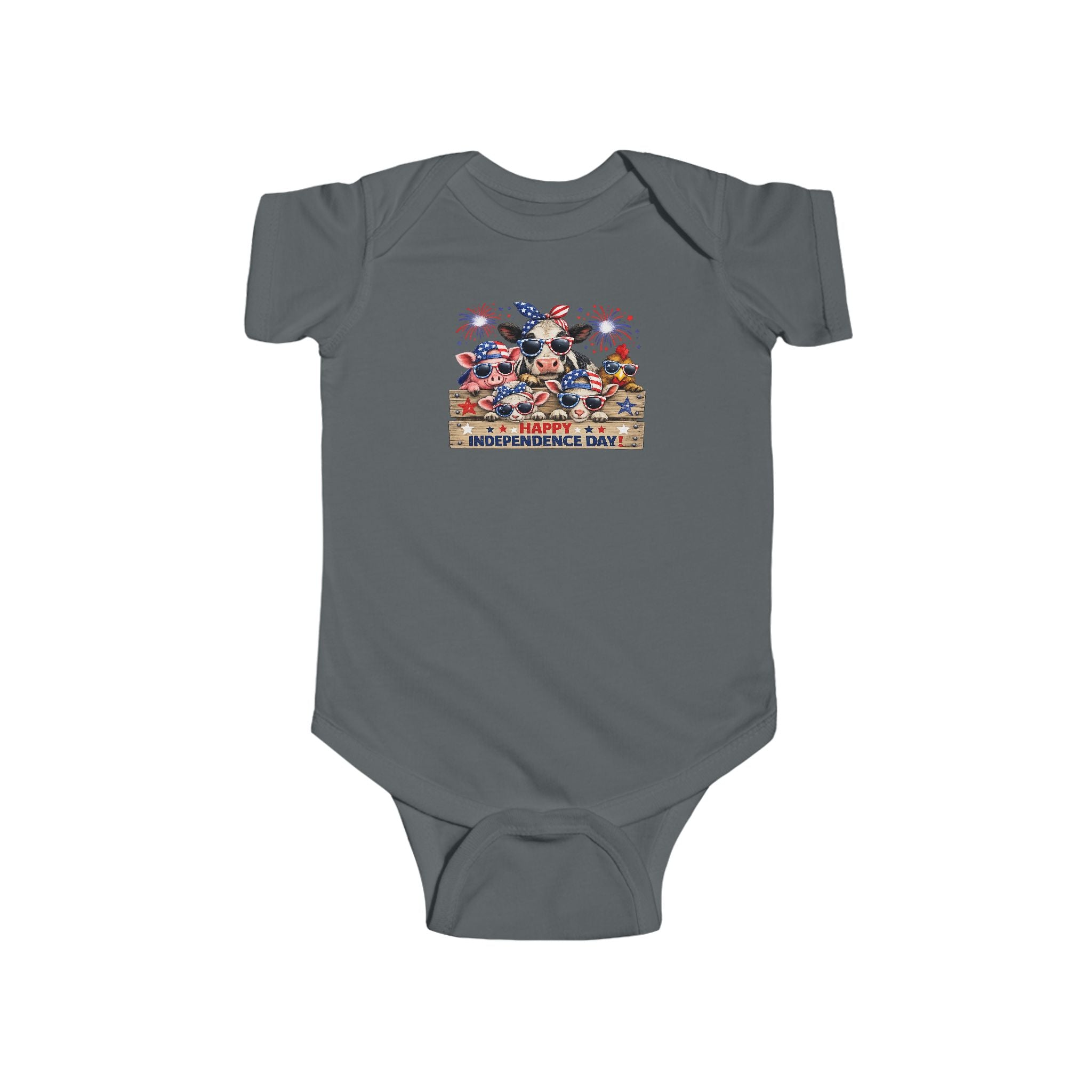 4th of July Baby Bodysuit - Patriotic Fireworks & USA Animal Friends Infant Onesie