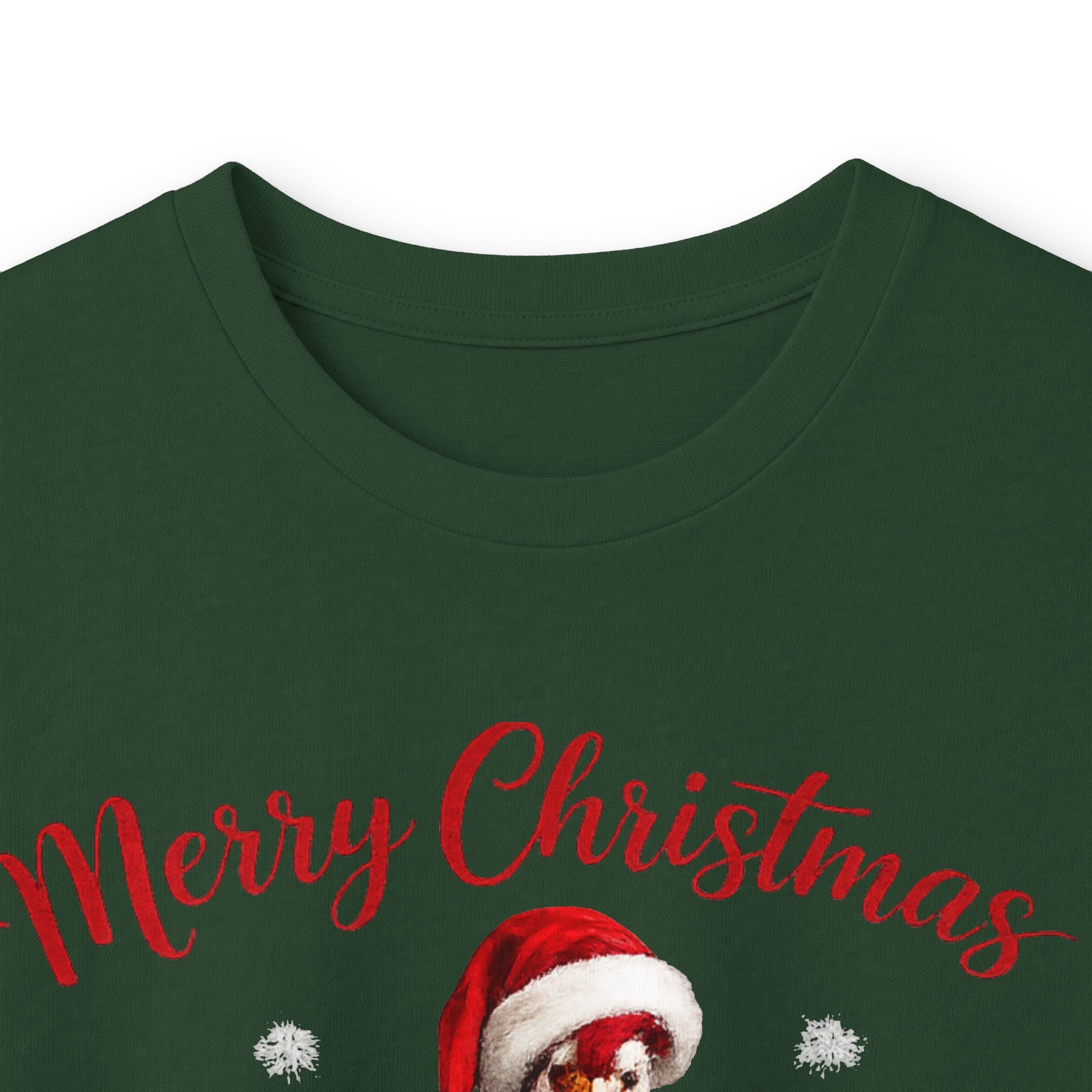 Christmas Rooster Long Sleeve Tee — “Merry Christmas” Holiday Duck with Scarf & Gifts