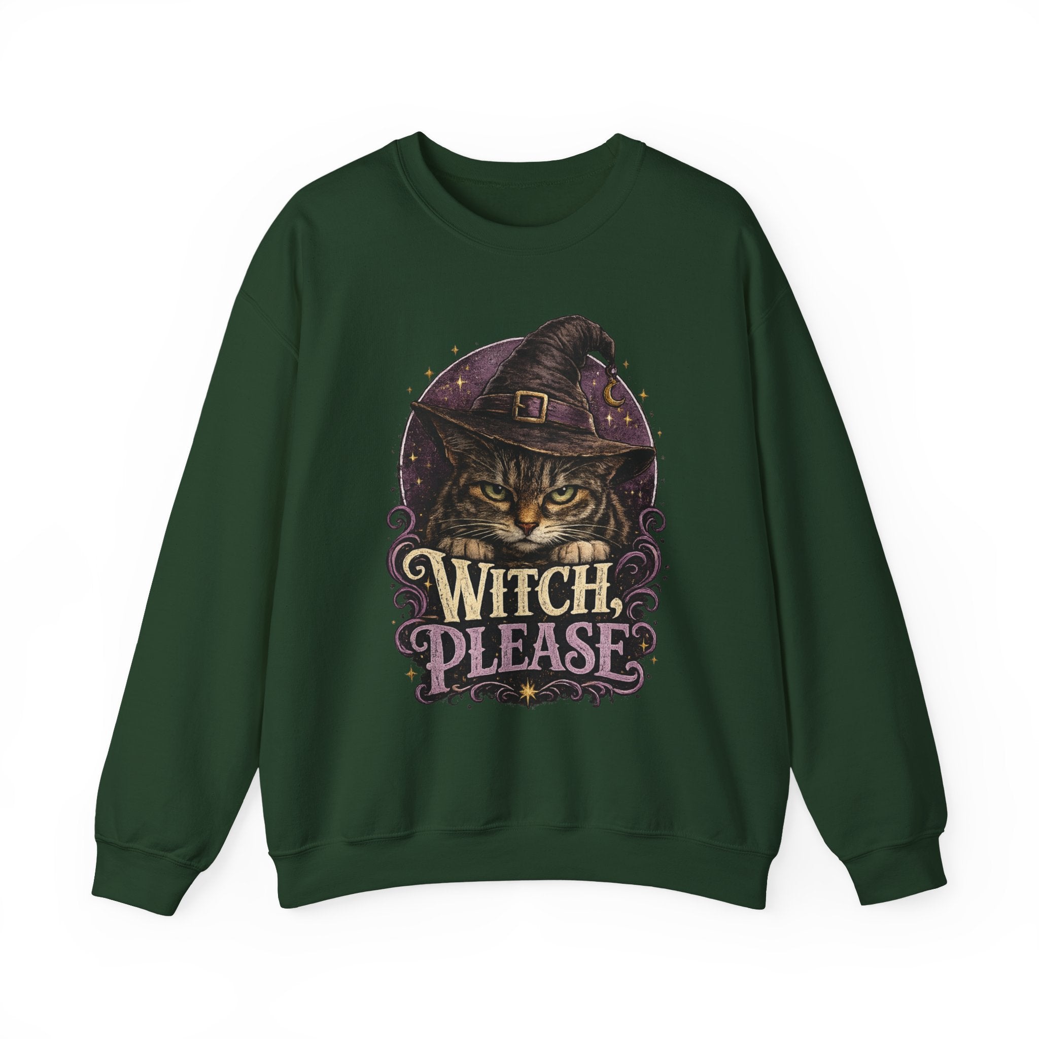 Witch Please Sweatshirt — Halloween Cat Witch Graphic Crewneck