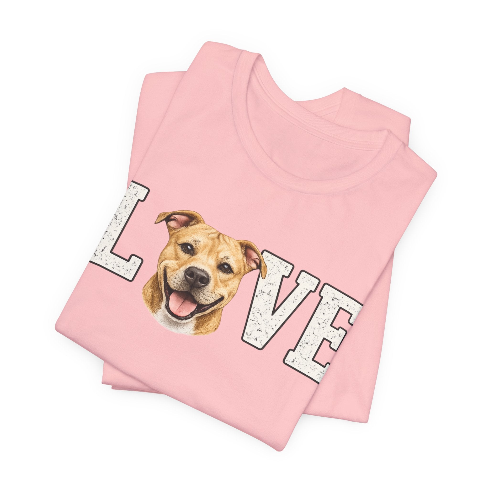 Pit Bull Love T-Shirt — 'LOVE' with Happy Puppy Face Tee