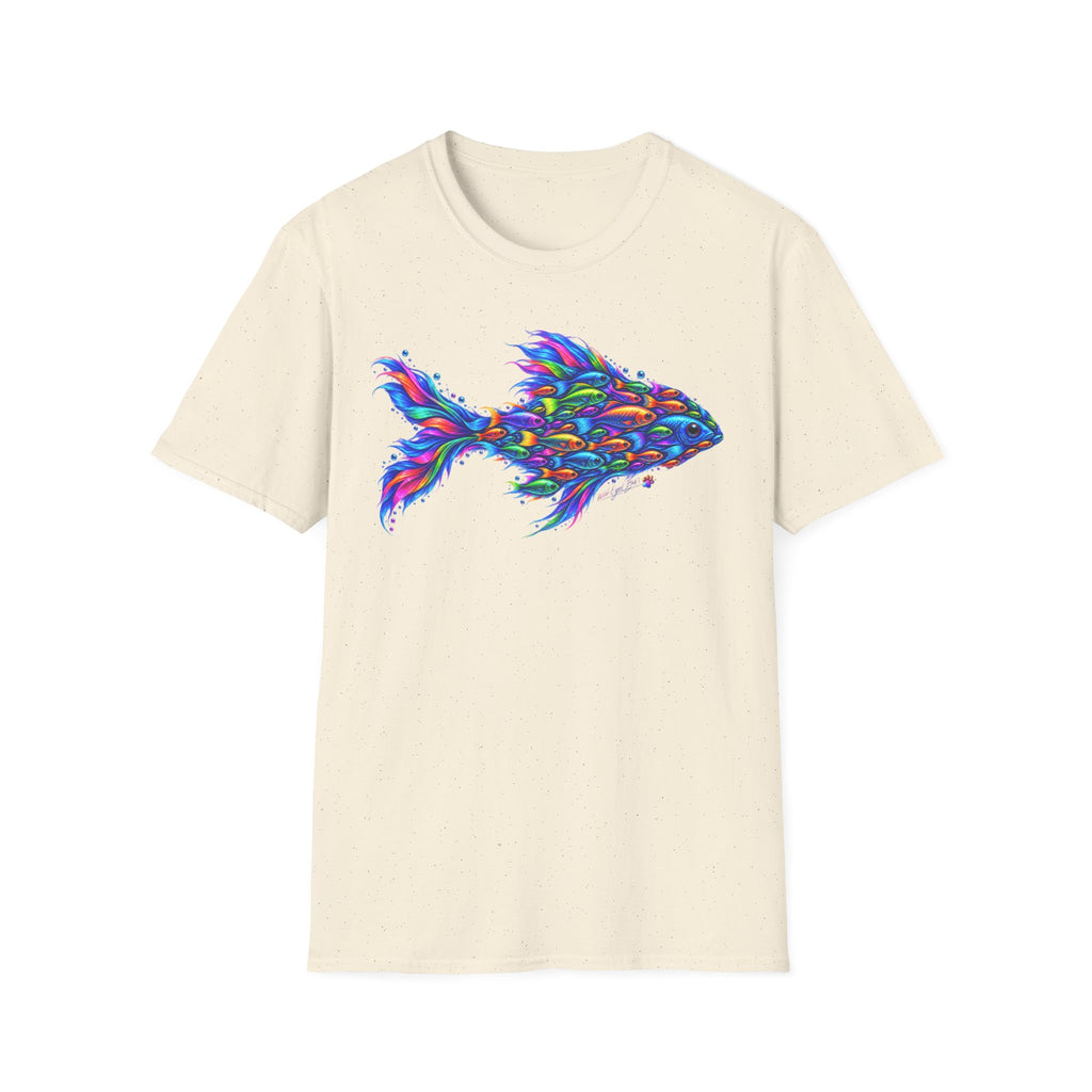 Colorful Fish Graphic T-Shirt — Vibrant Psychedelic Aquarium Art Tee