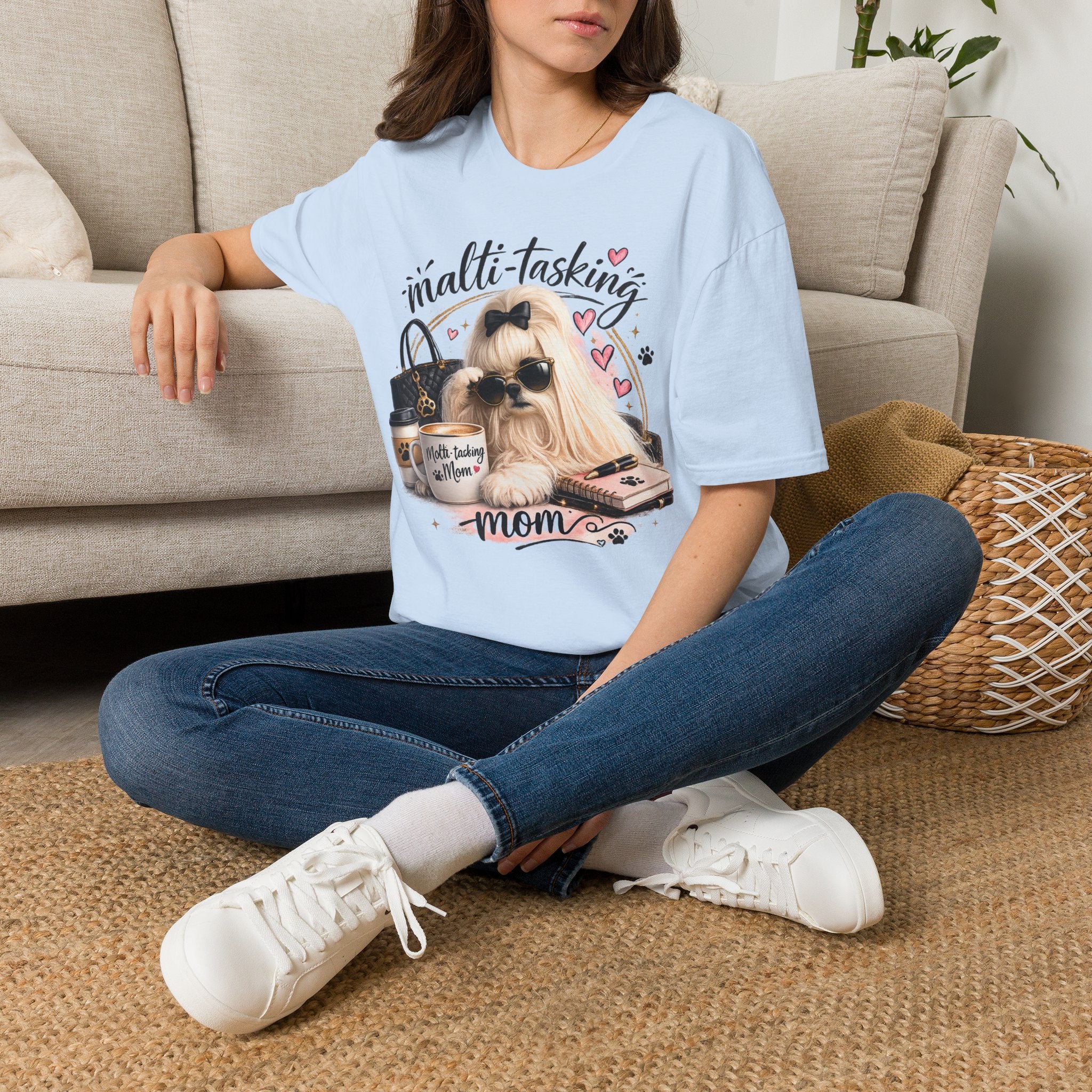 Multi-Tasking Mom T-Shirt — Cute Sunglasses Shih Tzu Graphic