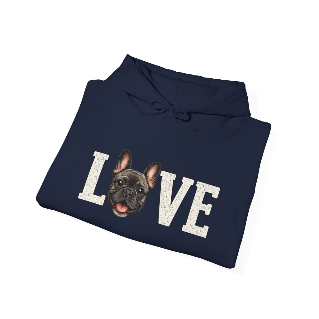 French Bulldog LOVE Hoodie — Cute Dog Lover Pullover for Pet Owners