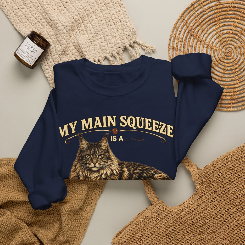 Maine Coon Sweatshirt - "My Main Squeeze" Cat Lover Crewneck