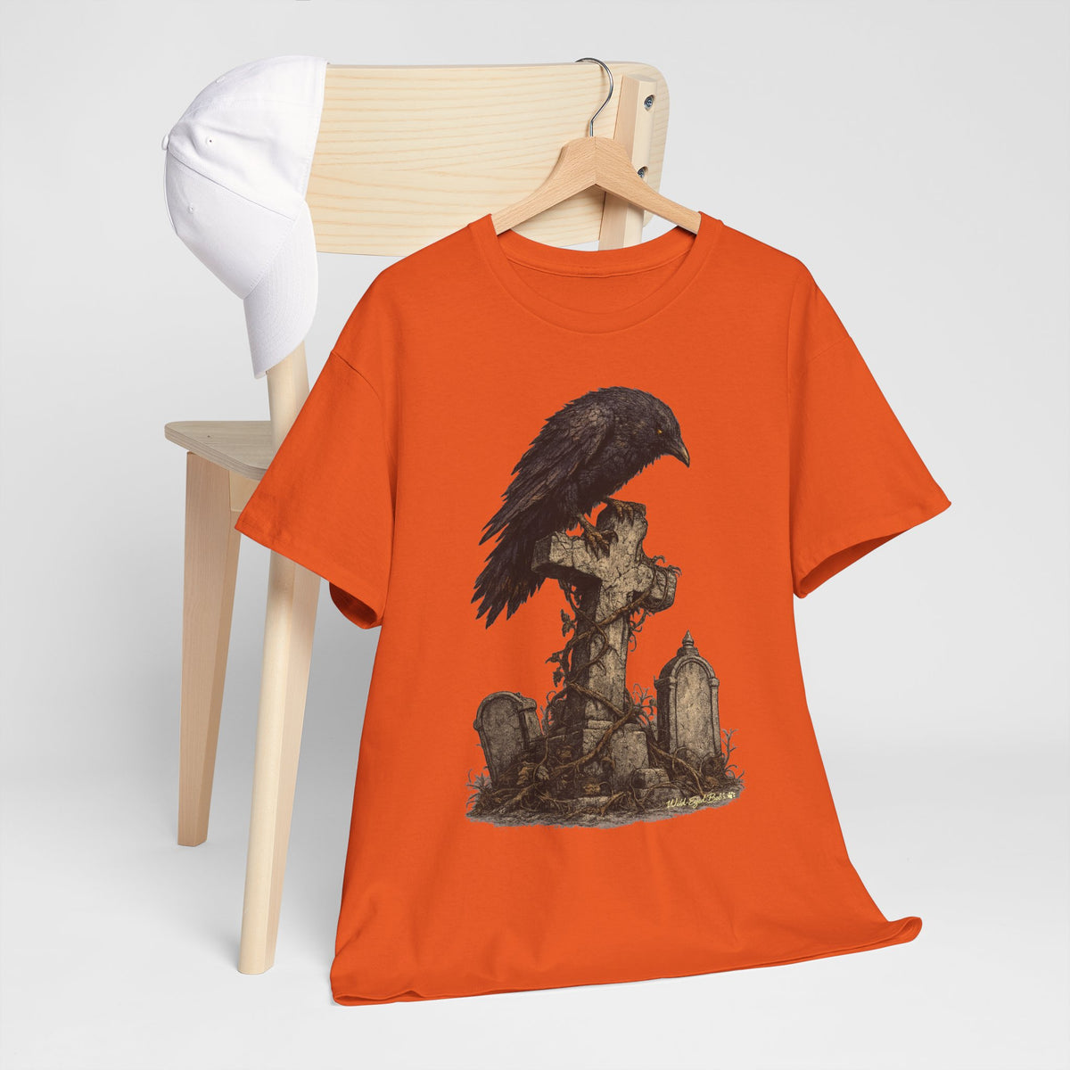 Gothic Raven on Graveyard T-Shirt-Gothic Cemetery