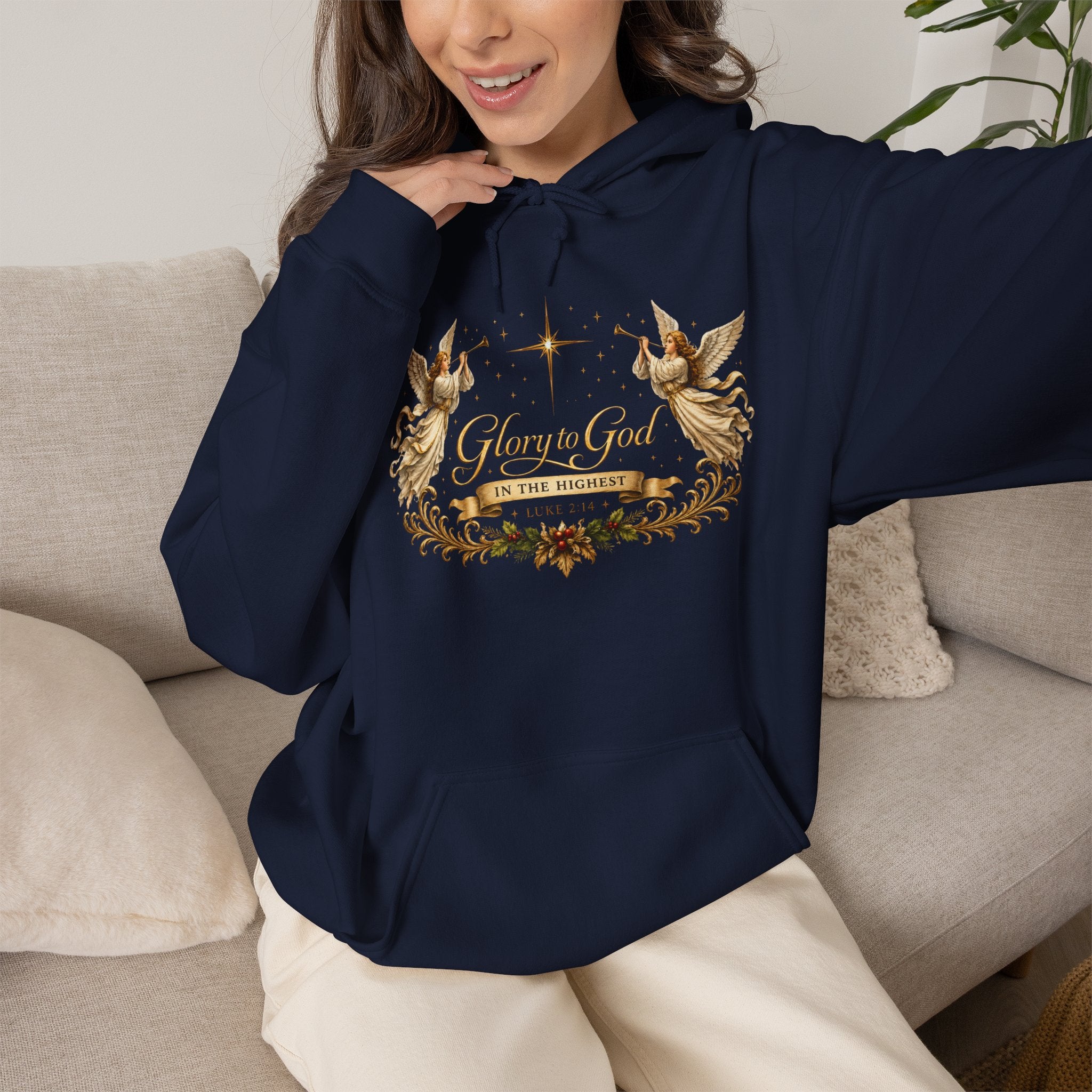 Glory to God Hoodie – Angelic Christmas Religious Sweatshirt