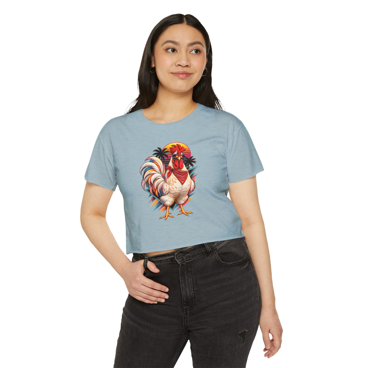 Rooster Sunset Crop Top — Women's Festival Tank Top