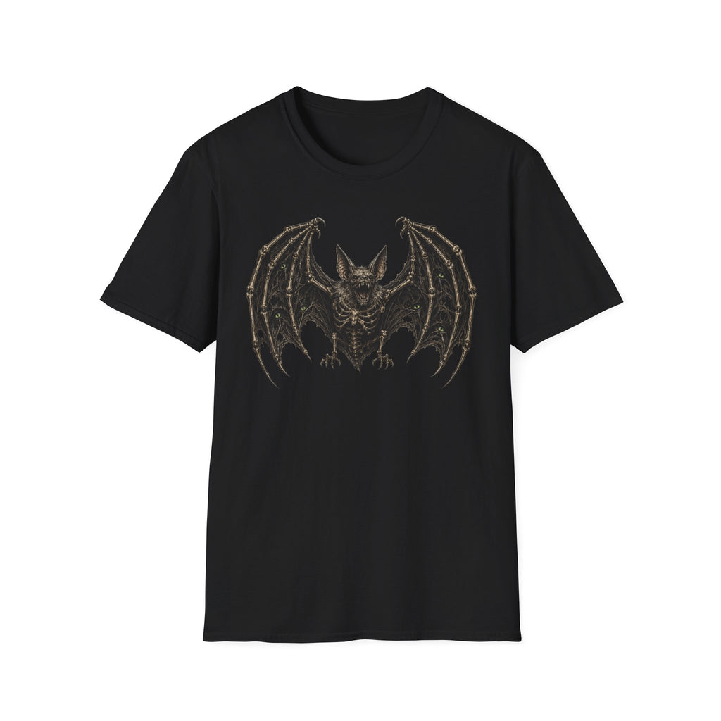 Gothic Skeletal Bat Graphic T-Shirt