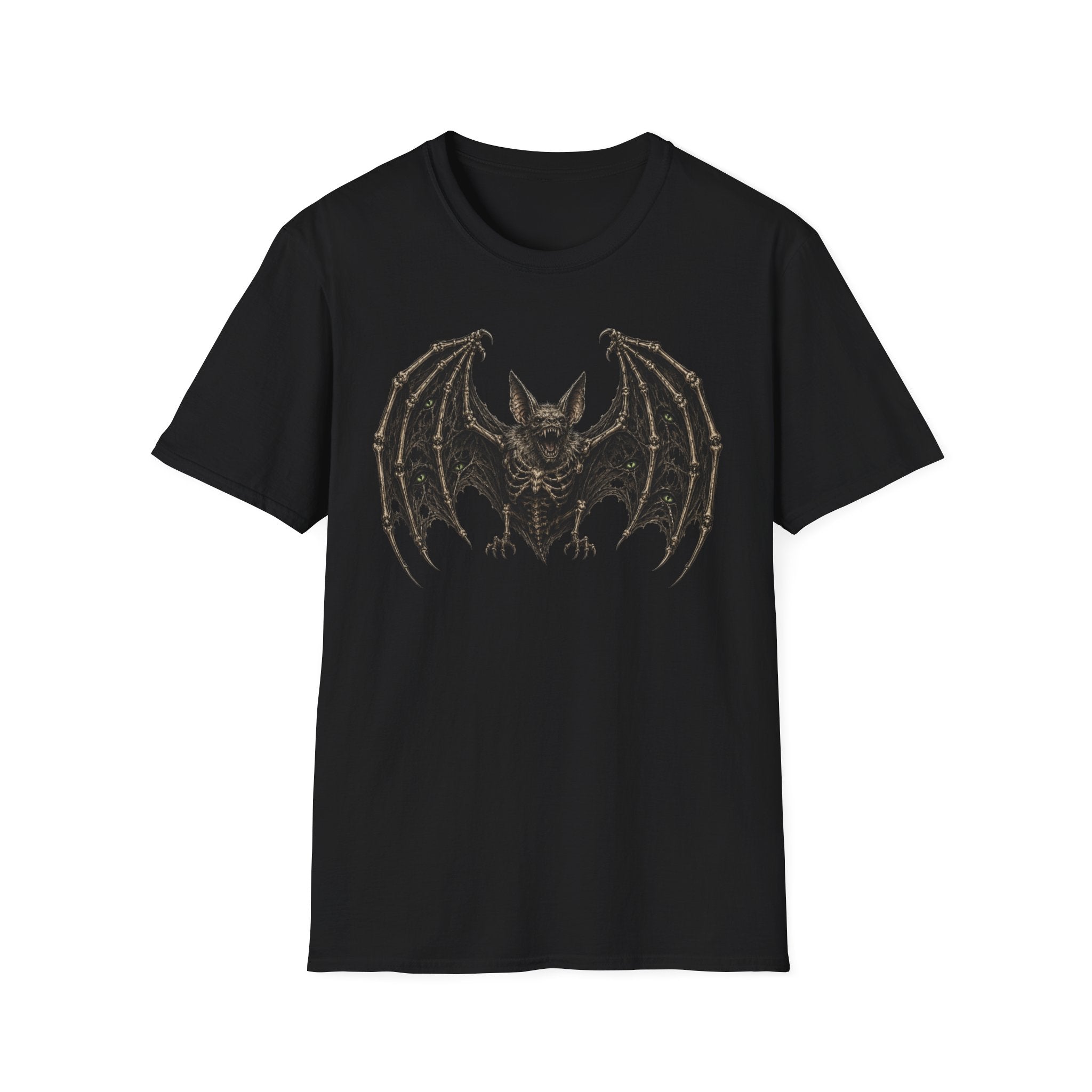Gothic Skeletal Bat Graphic T-Shirt