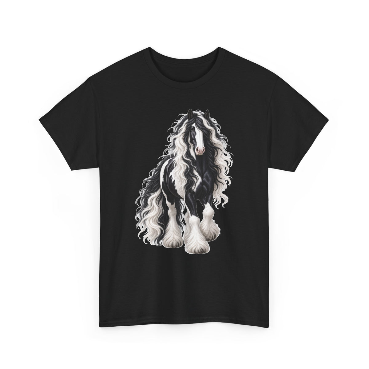 Gypsy Vanner Horse T-Shirt — Artistic Black & White Draft Horse Tee