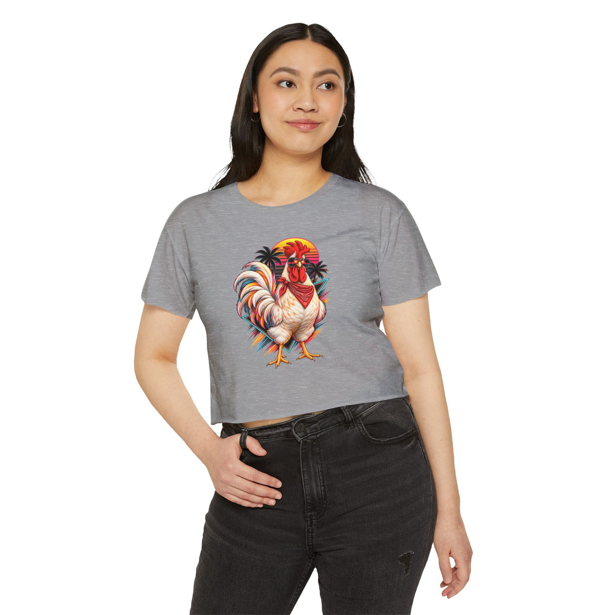 Rooster Sunset Crop Top — Women's Festival Tank Top