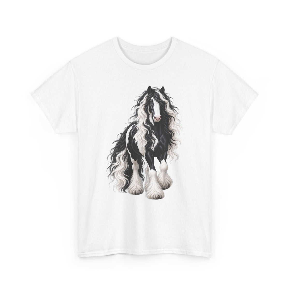 Gypsy Vanner Horse T-Shirt — Artistic Black & White Draft Horse Tee