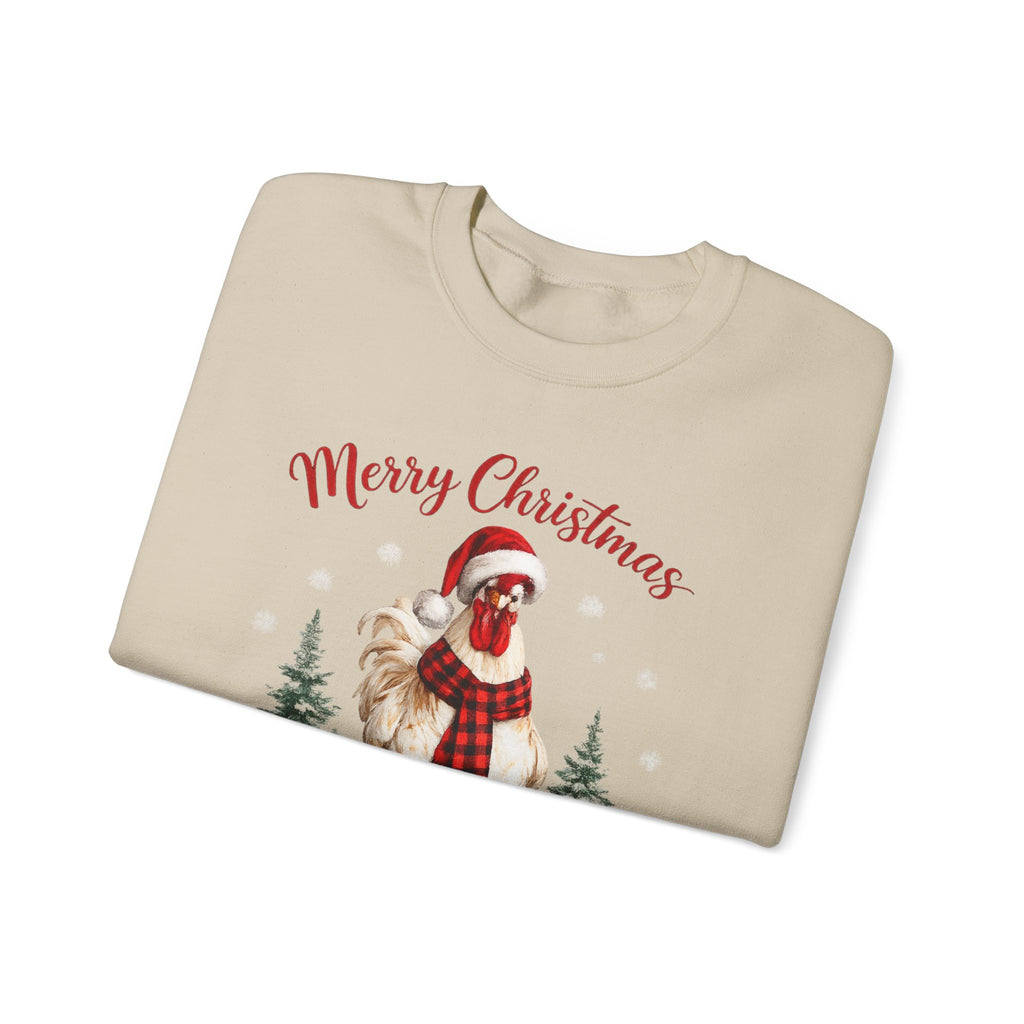 Christmas Rooster Sweatshirt - 'Merry Christmas' Festive Holiday Crewneck