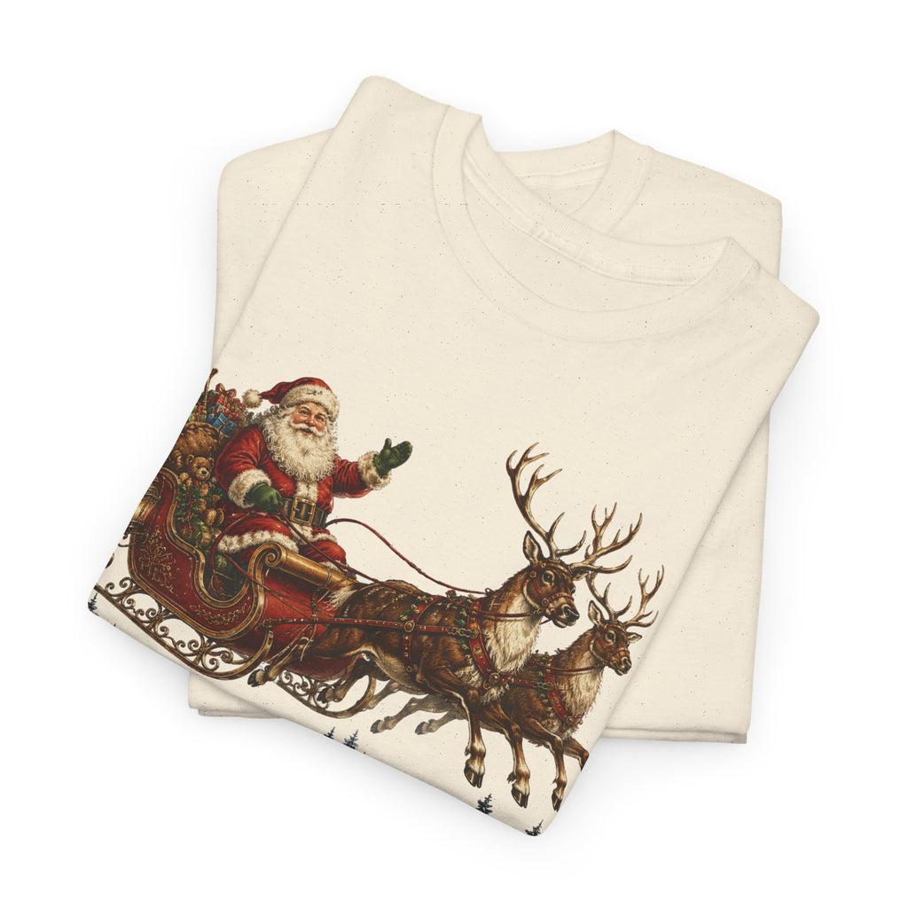 Santa Sleigh Christmas Tee — Vintage Holiday T-Shirt