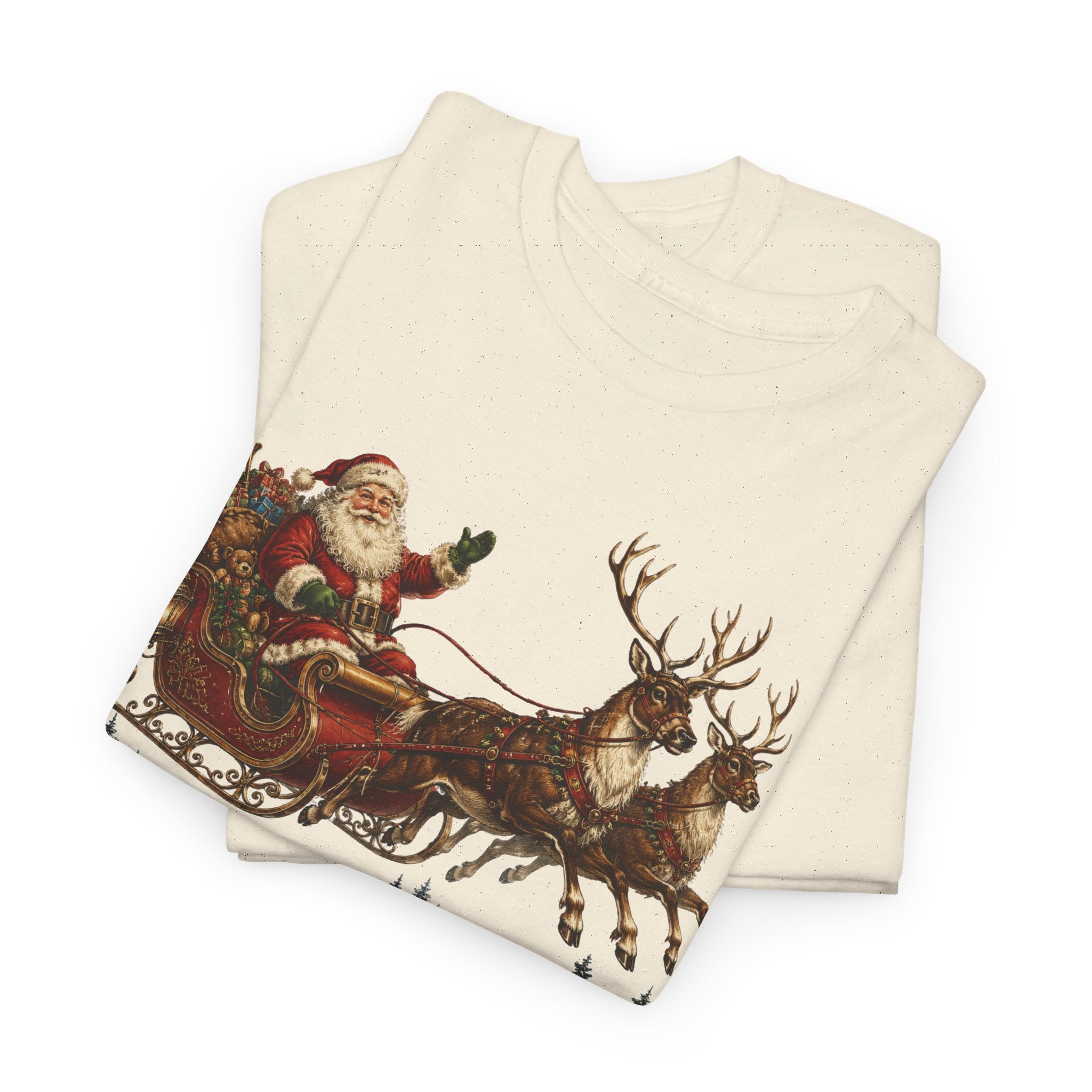 Santa Sleigh Christmas Tee — Vintage Holiday T-Shirt