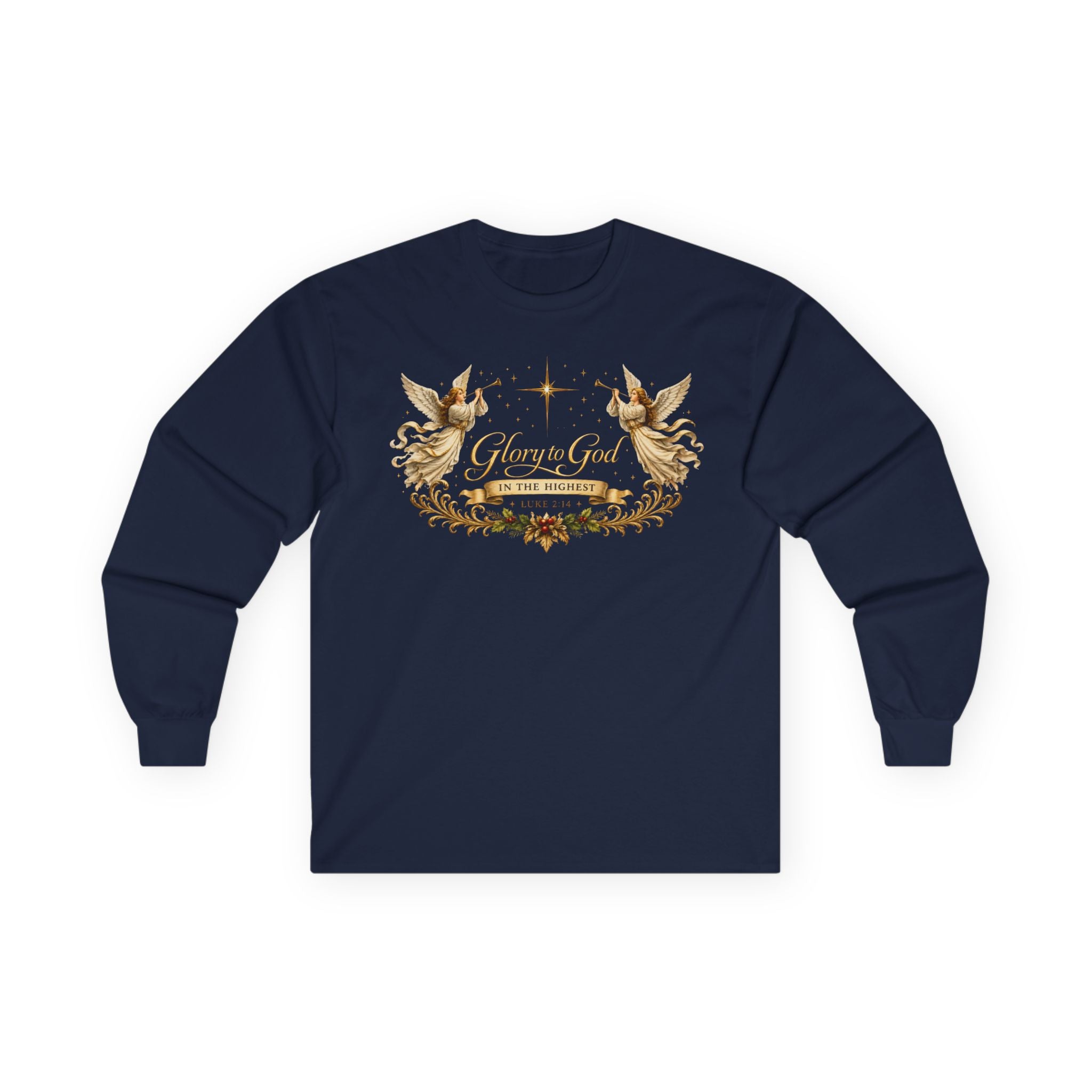 "Glory to God" Angel Christmas long sleeve Holiday Shirt
