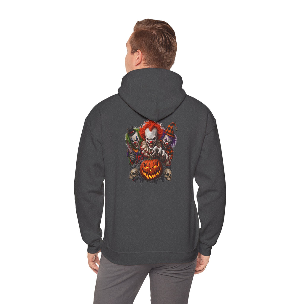 Horror Clown Halloween Hoodie — Scary Pumpkin & Clown tiol Back Graphic